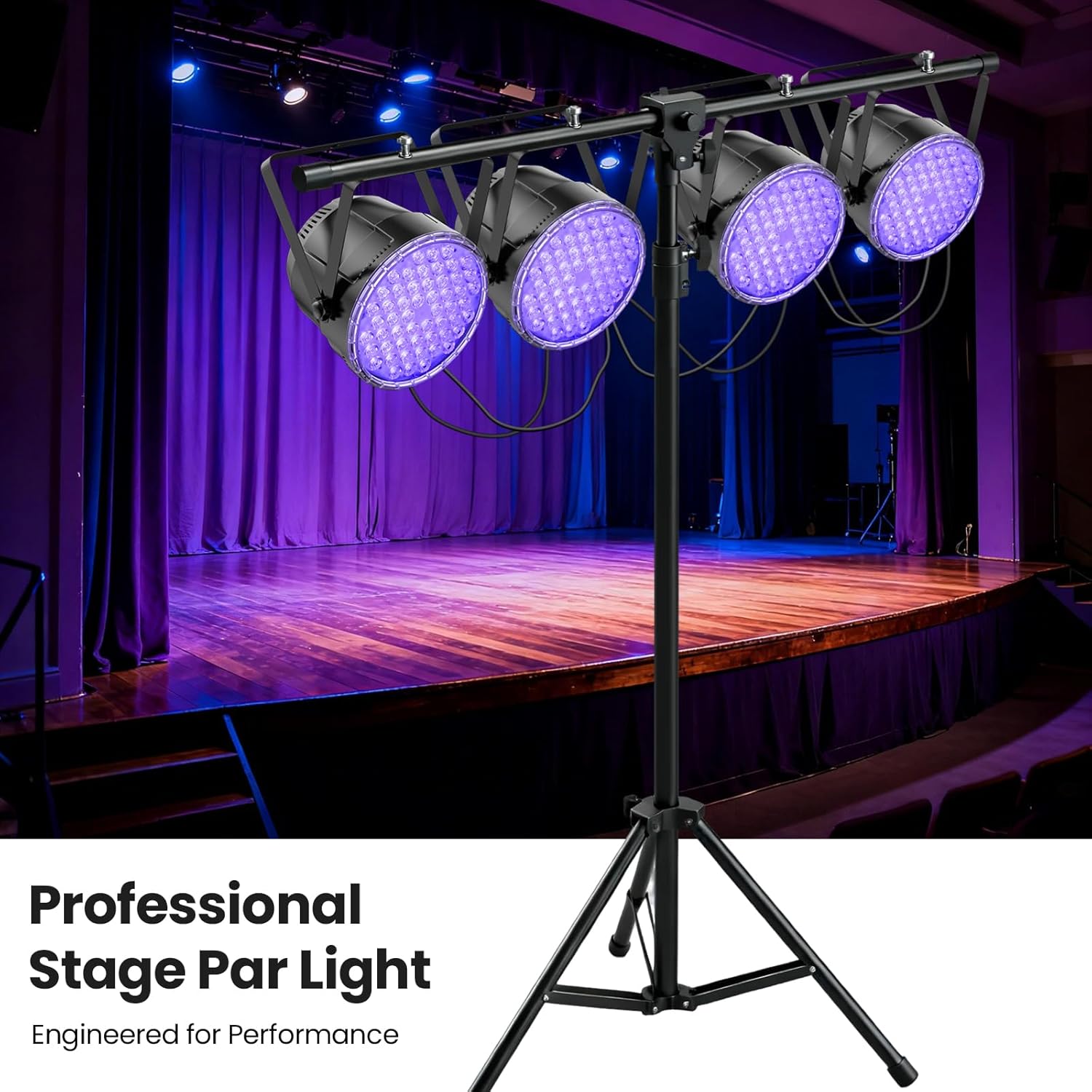 Big Dipper LED Stage Lights Par Lights 54X3W RGB 3in1 Bright Lighting with Master-Slave DMX 512 Sound Activated Spotlights Uplights Remote Control for Event Concert Club Church 4 Pack