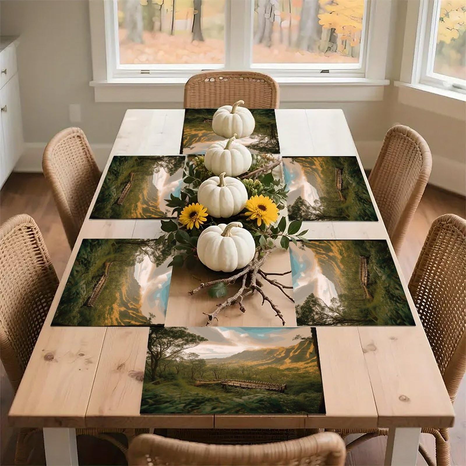 Wilderness Park Placemats Flax Place Mats for Dining Table Rectangle Non-Slip Table Mats Heat Resistant Washable Placemat for Kitchen Home Decor Party Outdoor 12" X 18"