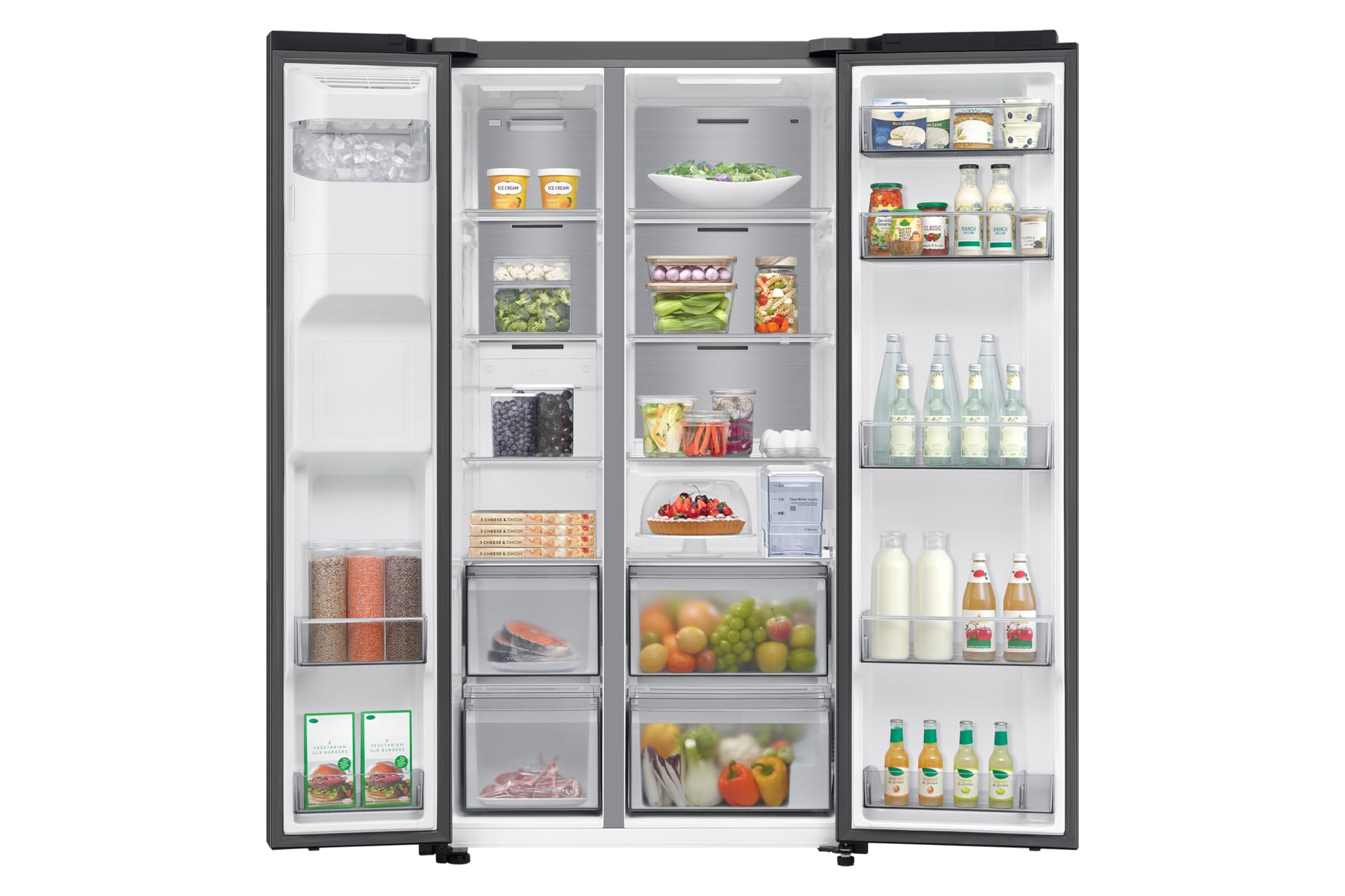 Samsung Réfrigérateur côte à côte RS70F65KEF/EF avec distributeur d'eau/glaçons, Wifi avec mode AI Energy, Total No Frost, SpaceMax, 635 L, LxHxP: 91,2 x 178,4 x 72,6 cm, Anthracite