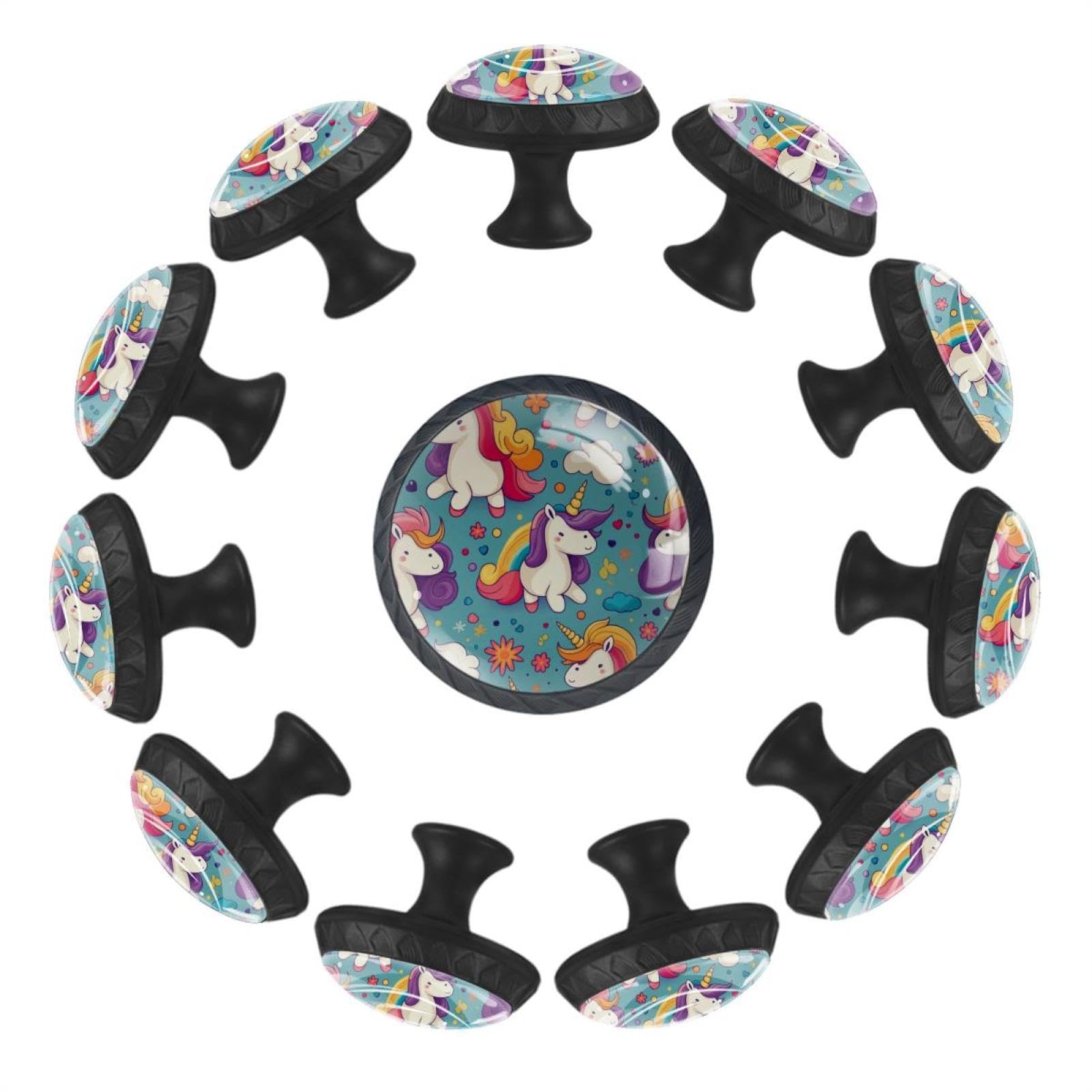 Boutons d'armoire ronds licorne (lot de 12) pour meuble enfant 3,5 cm