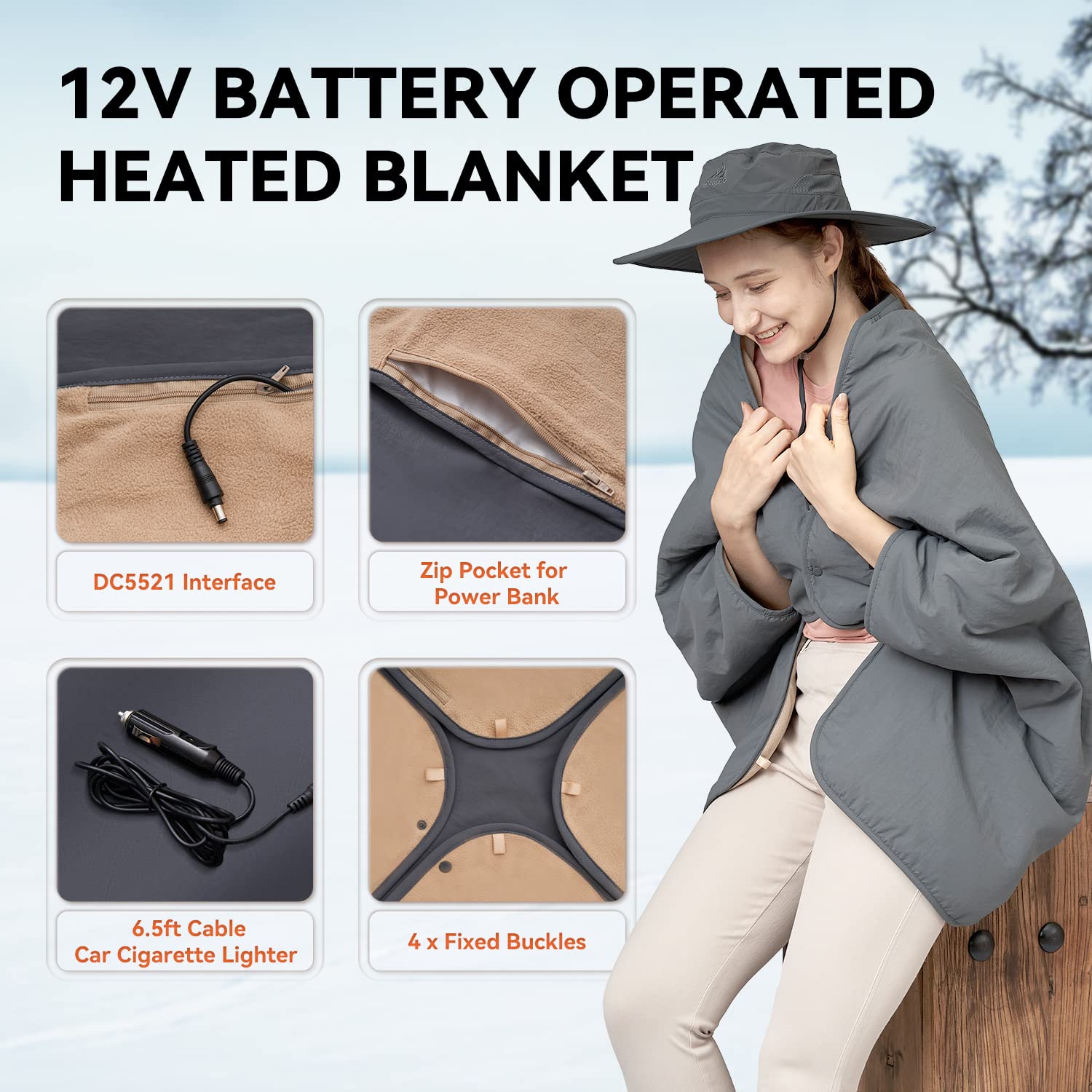 Amazon.com: Warm Storm Electric Blanket Battery Powered Waterproof 12v  Outdoor Electric Throw Blanket with Power Bank 40X 55 Portable Cordless Heating  Blanket for Travel Camping Home : Home u0026 Kitchen