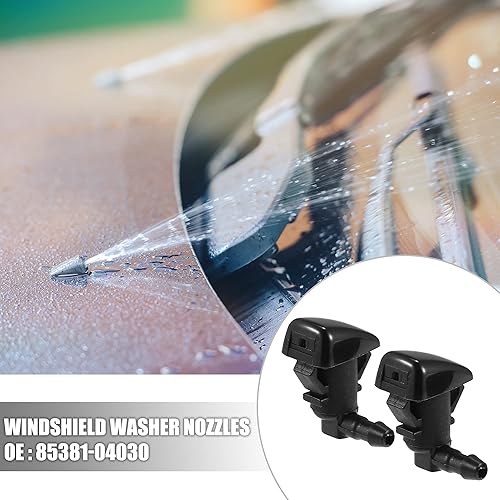 Miniatura 2 de X AUTOHAUX 2 boquillas de limpiaparabrisas para Toyota Tacoma 2000-2004, manguera de 8.2ft con kit de conectores de junta, sustituye a 85381-04030