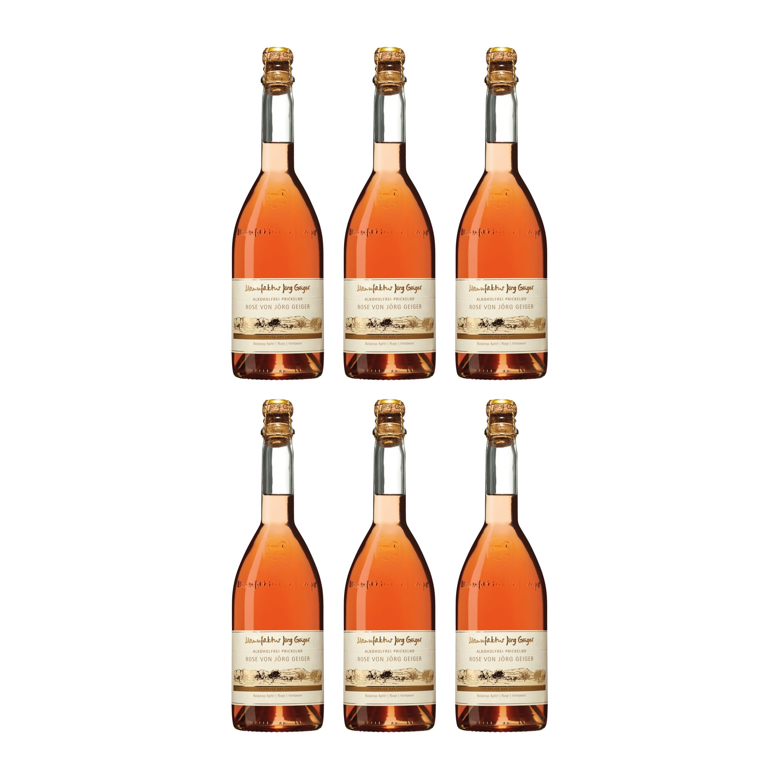 Manufaktur Jörg Geiger Prisecco (Boskoop Apfel/Rose/Himbeere) Roséwein Rosé extra trocken Deutschland inkl. FeinWert E-Book (6 x 0.75 l)