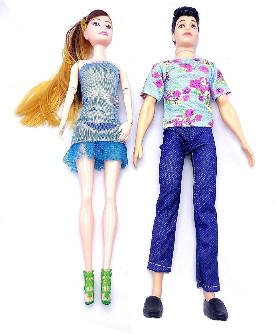 Barodian's Couple Doll Set - Beautiful Boy & Girl Figurines, Multicolor Plastic Dolls for Kids, He Decor