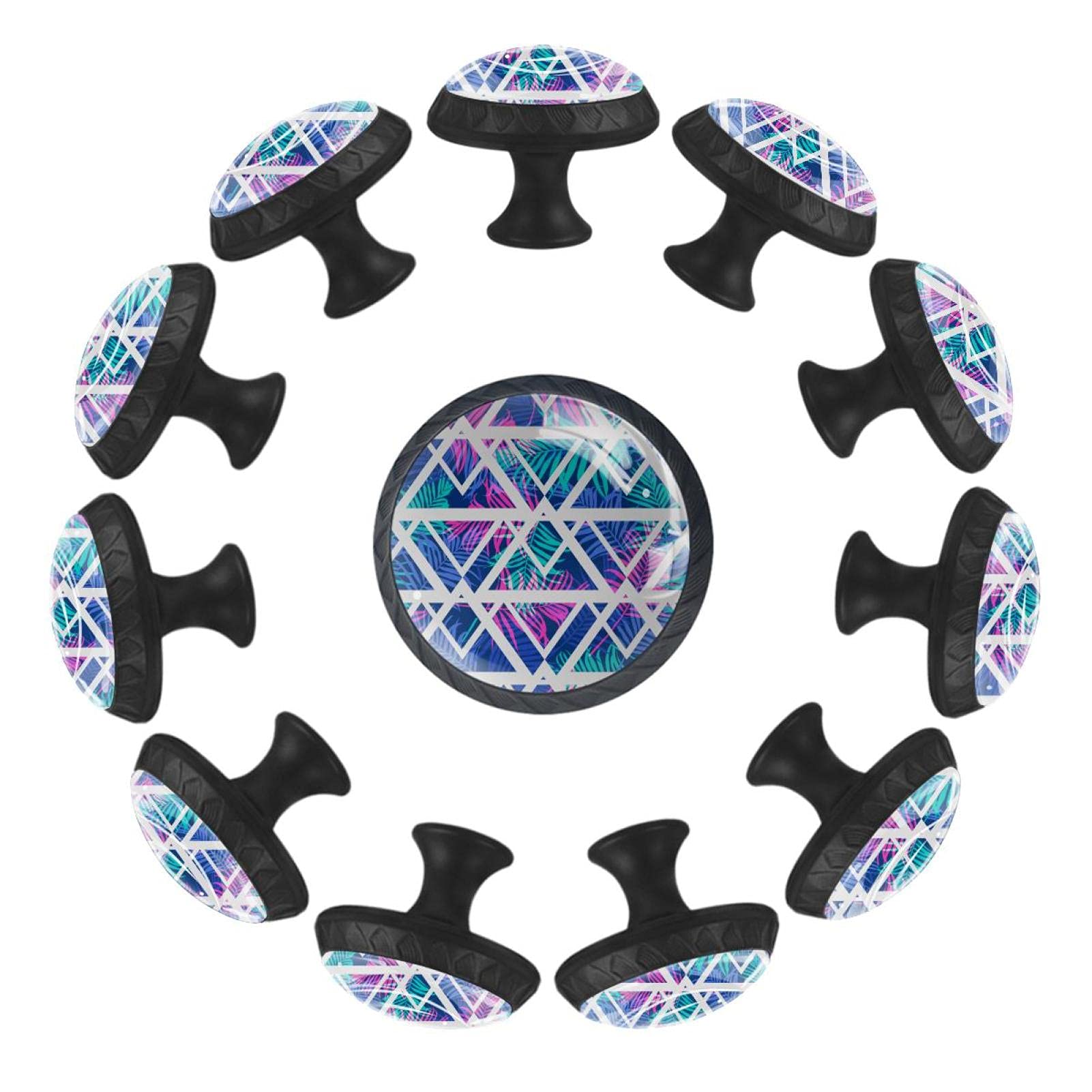 Boutons de tiroir ronds 35mm au motif feuille de palmier vert