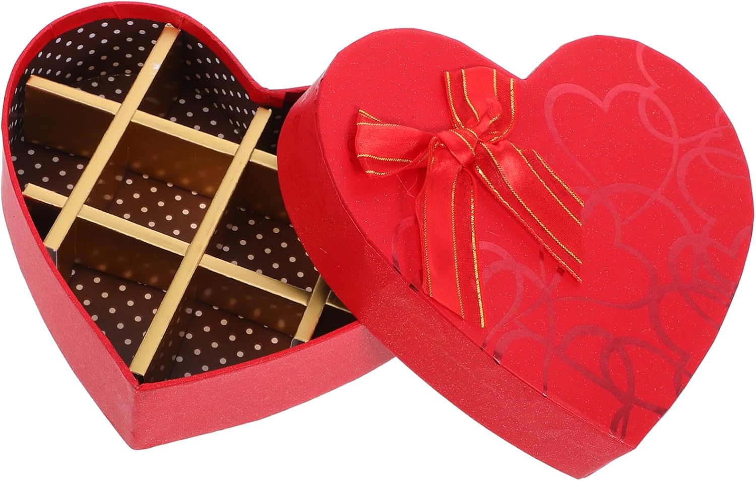 OFFSCH Valentine's Day Heart Shaped Chocolate Box Empty 10-compartment Packaging Box for Wedding Party Favor Supplies Candy Sweets