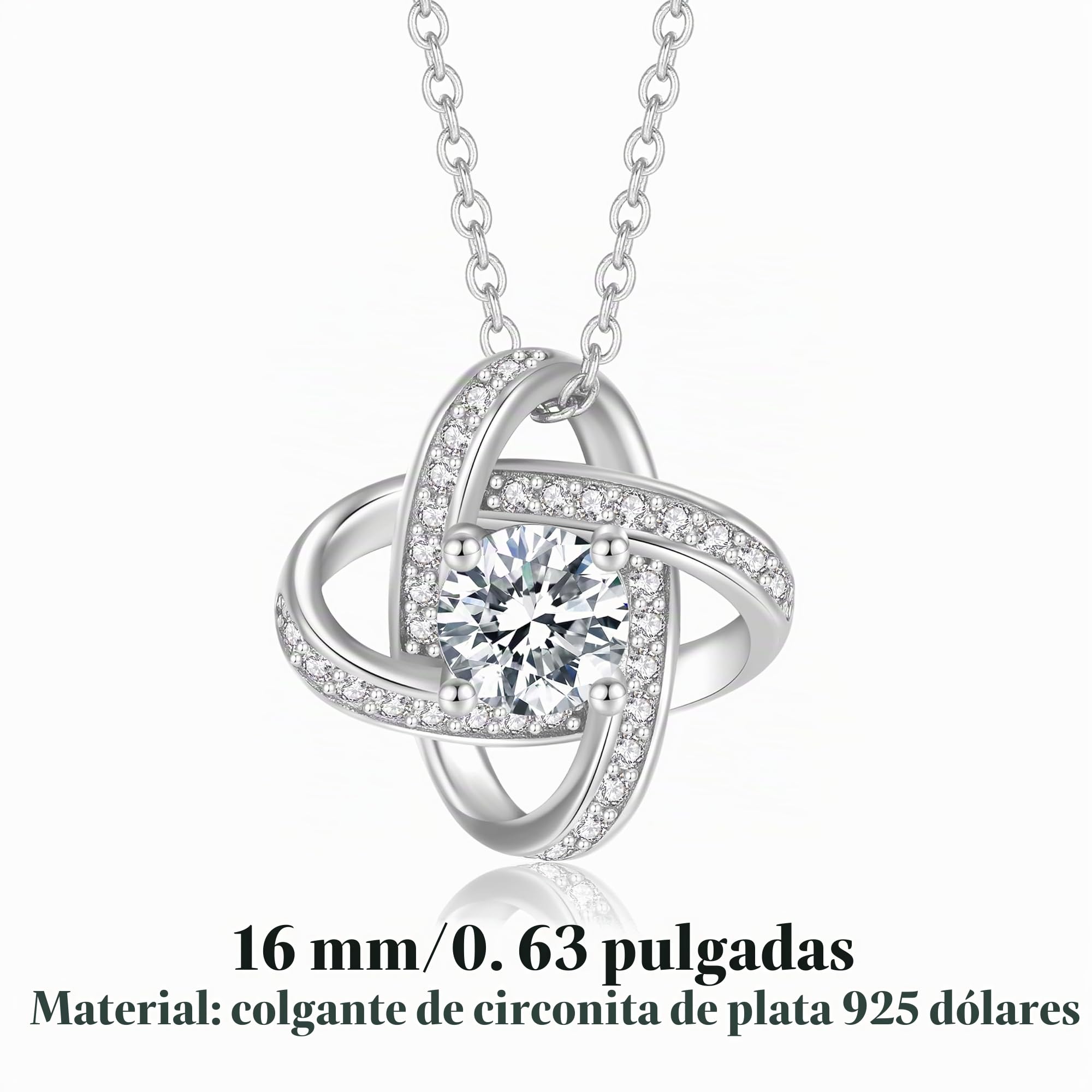 Jrêveinfini Collar Mujer Plata 925 con Circonita Brillante, Diseño de Nudo del Amor y Trébol de Cuatro Hojas, Collar Mujer Elegante para Regalo de San Valentín, Madre o Amiga