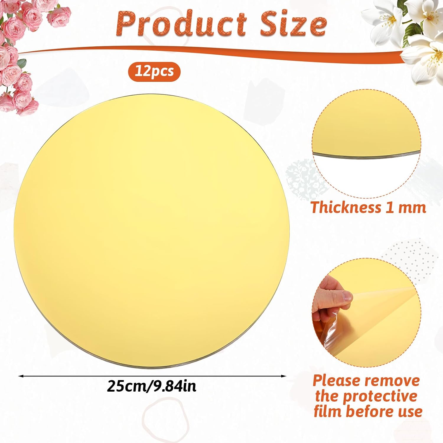 12 Pack Round Mirror Centerpieces for Tables, Acrylic Round Mirrors