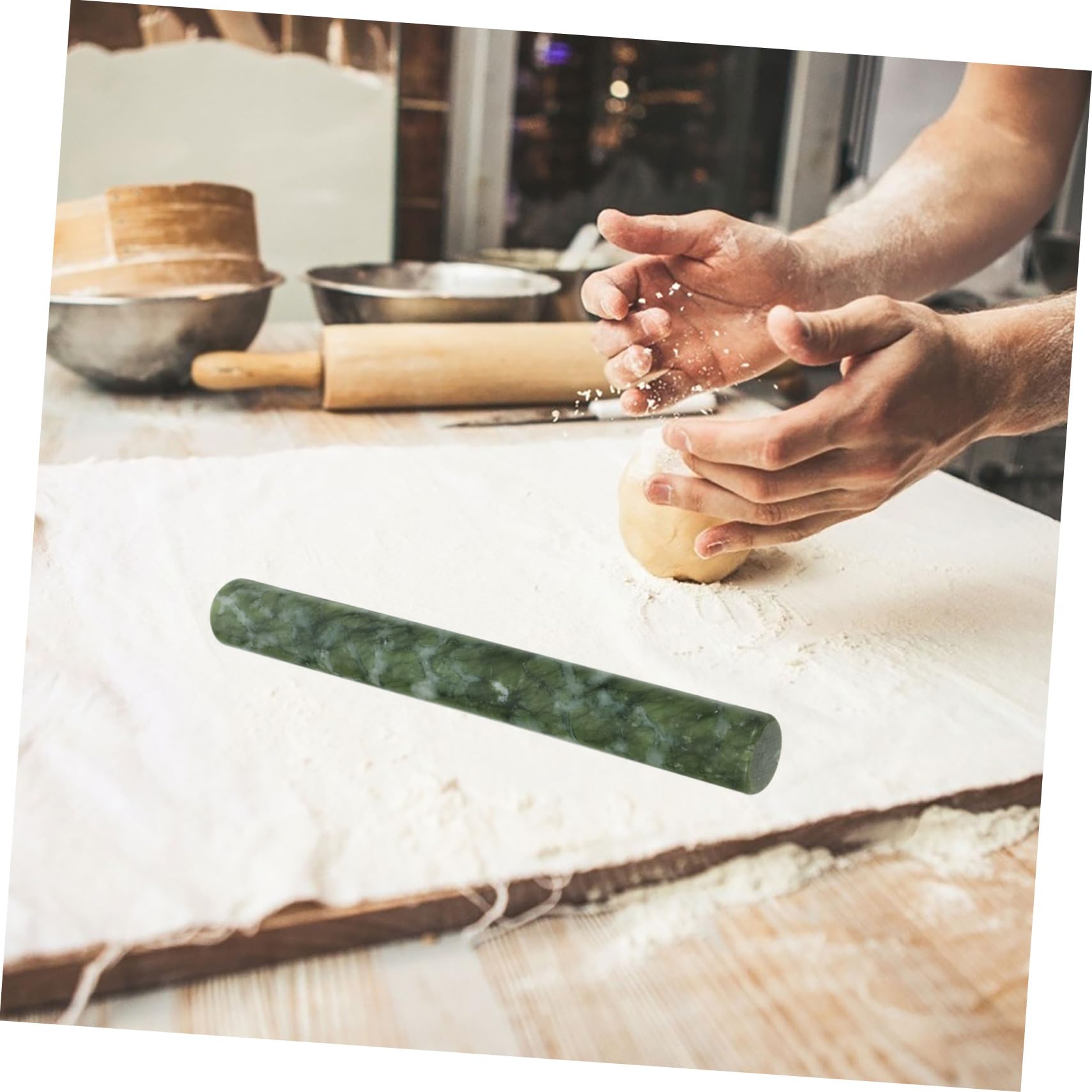 2 piezas Rodillo de Jade para Amasar Diseño Antideslizante Superficie Lisa y Práctica Rodillos de Masa Duraderos para Pasteles y Pizzas y Uso Doméstico Seguro y Confiable