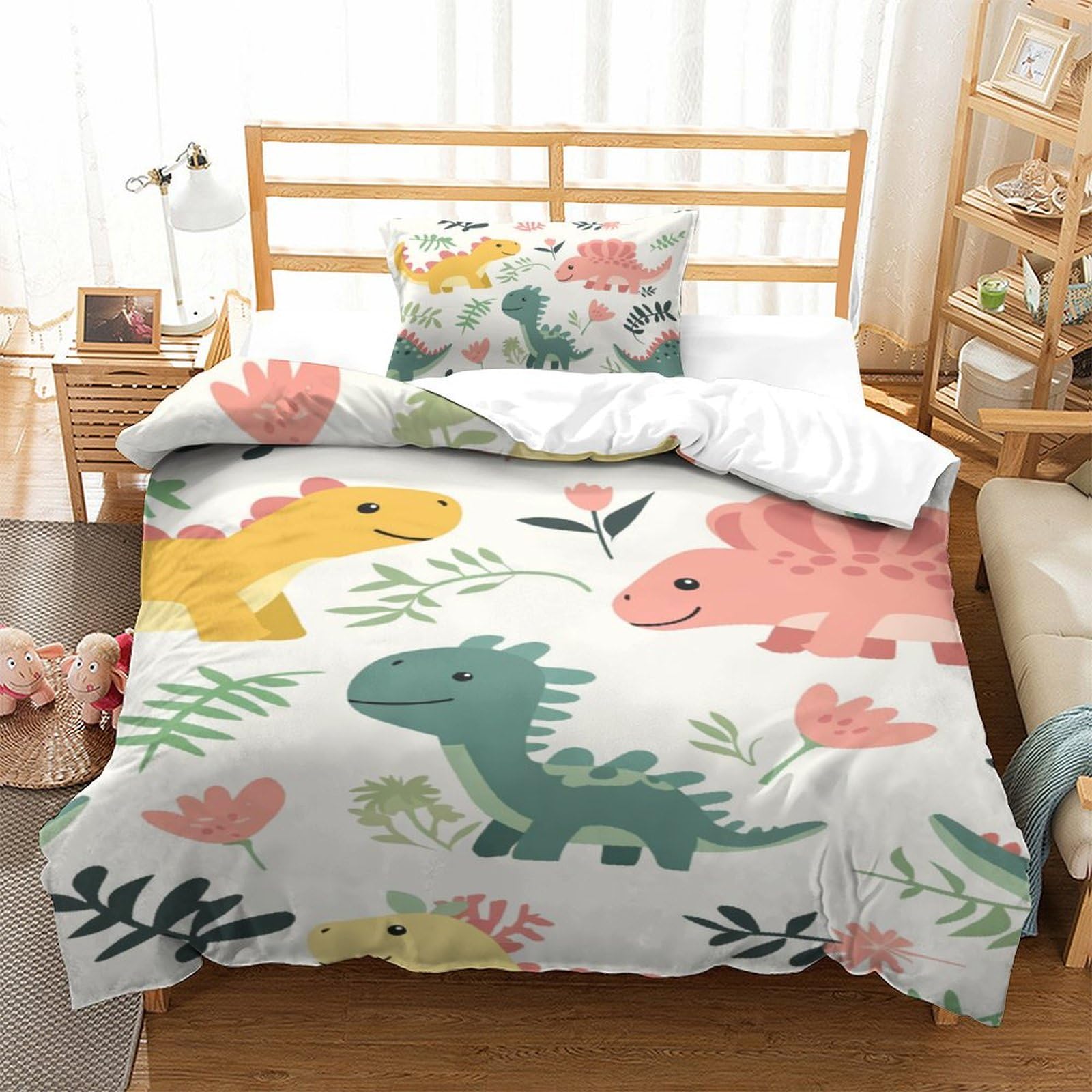 Set de housse de couette dinosaure imprimé 3D haute définition en microfibre