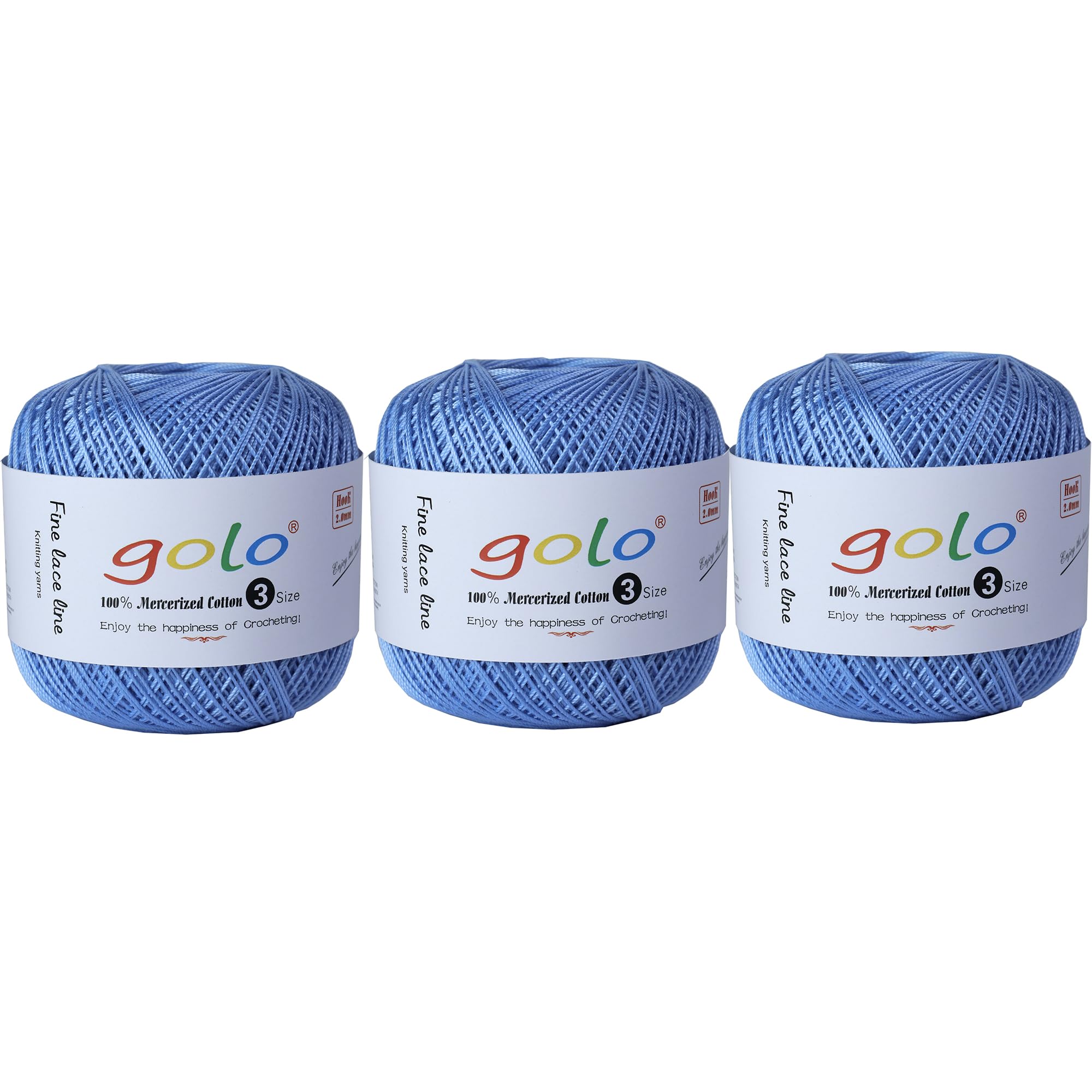 golo Crochet Thread Size 3 Yarn for Hand Knitting 3 Balls Crochet Yarn for Crocheting