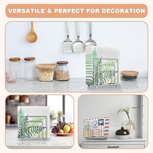 Miniatura 5 de Servilletero, servilleteros plateados para mesa, cocina y encimeras, moderno soporte de servilletas de papel de cóctel de metal, dispensador de