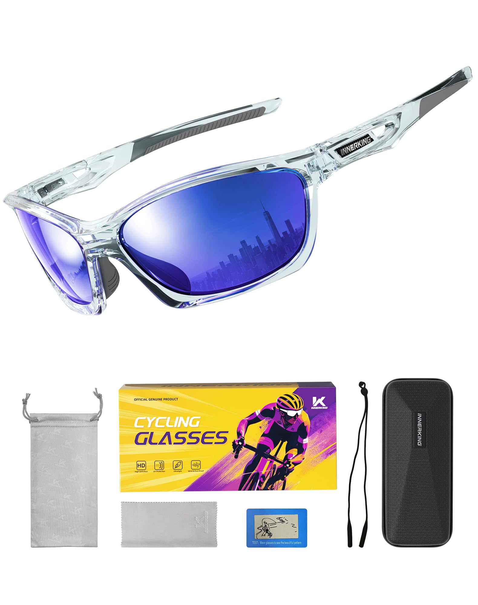 Innerking Fahrradbrille Herren & Damen Schnelle Brille Damen Polarisiert Sportbrille Fahrrad, UV400-Schutz Laufbrille Sport Sonnenbrille für Fahrrad/Laufen/Radfahren