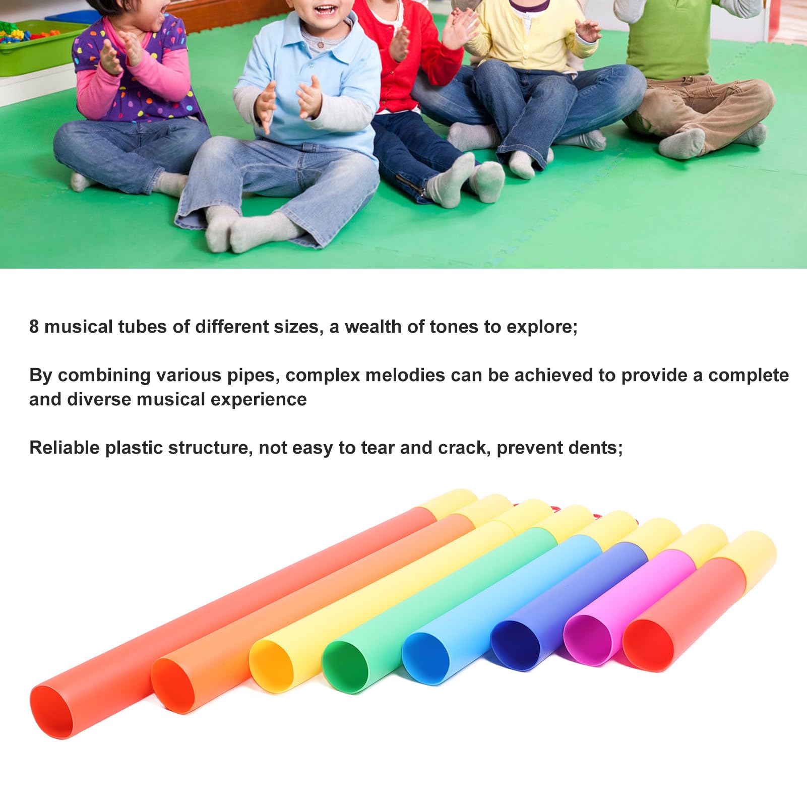 Set di Tubi Sonori Musicali da 8 Pezzi per Bambini con Diverse Melodie e Strumenti a Percussione Musicali Educativi con Costruzione in Plastica Affidabile