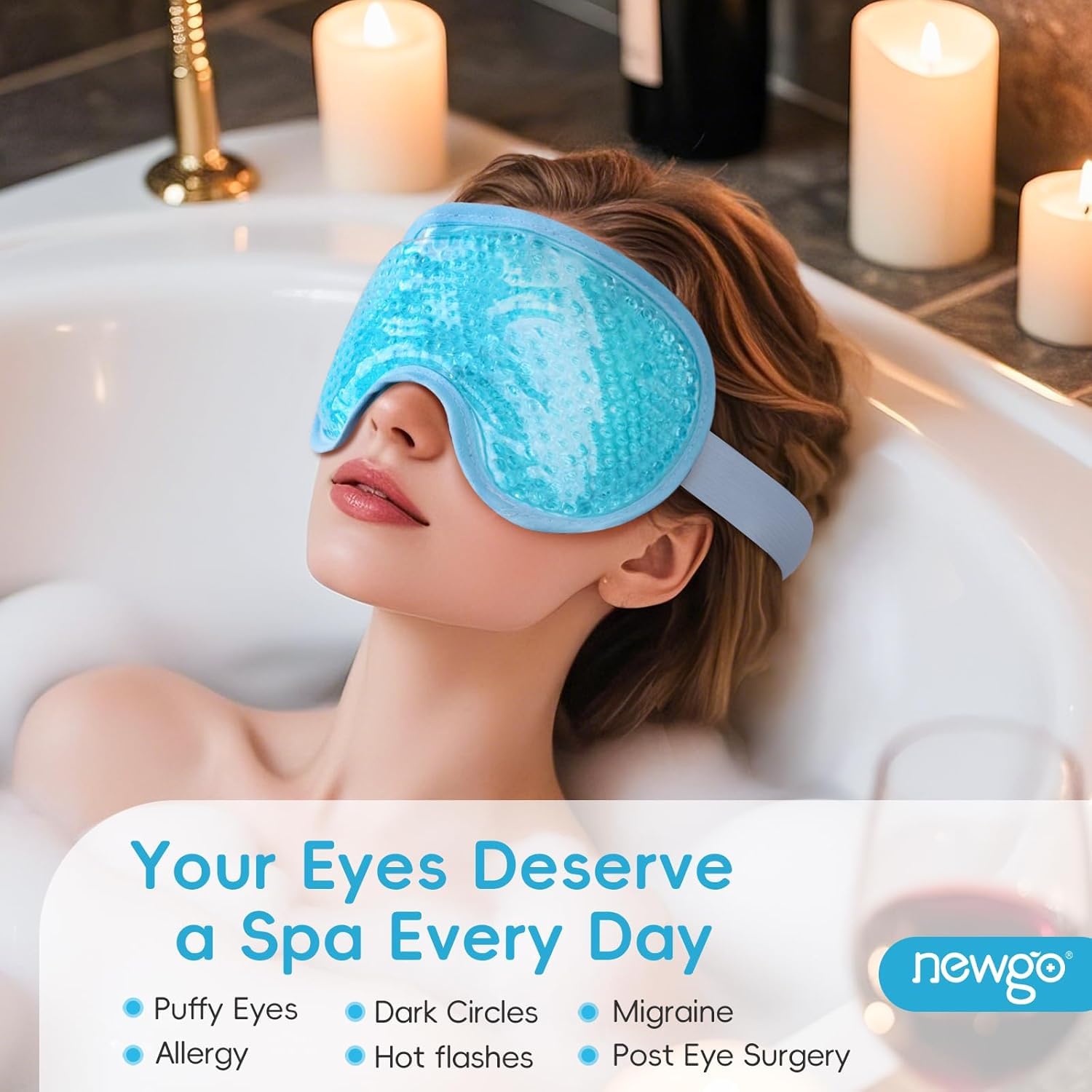 FEXXA Light Blue: Eye Mask Sleeping Reusable Gel Beads Eye Mask For Hot Cold Therapy, Pain Relief Mask And Eye Pillow For Puffy Eyes, Stress Relief, Migraine, Headache And Sinus Pain (Blue) — Amazon image 2
