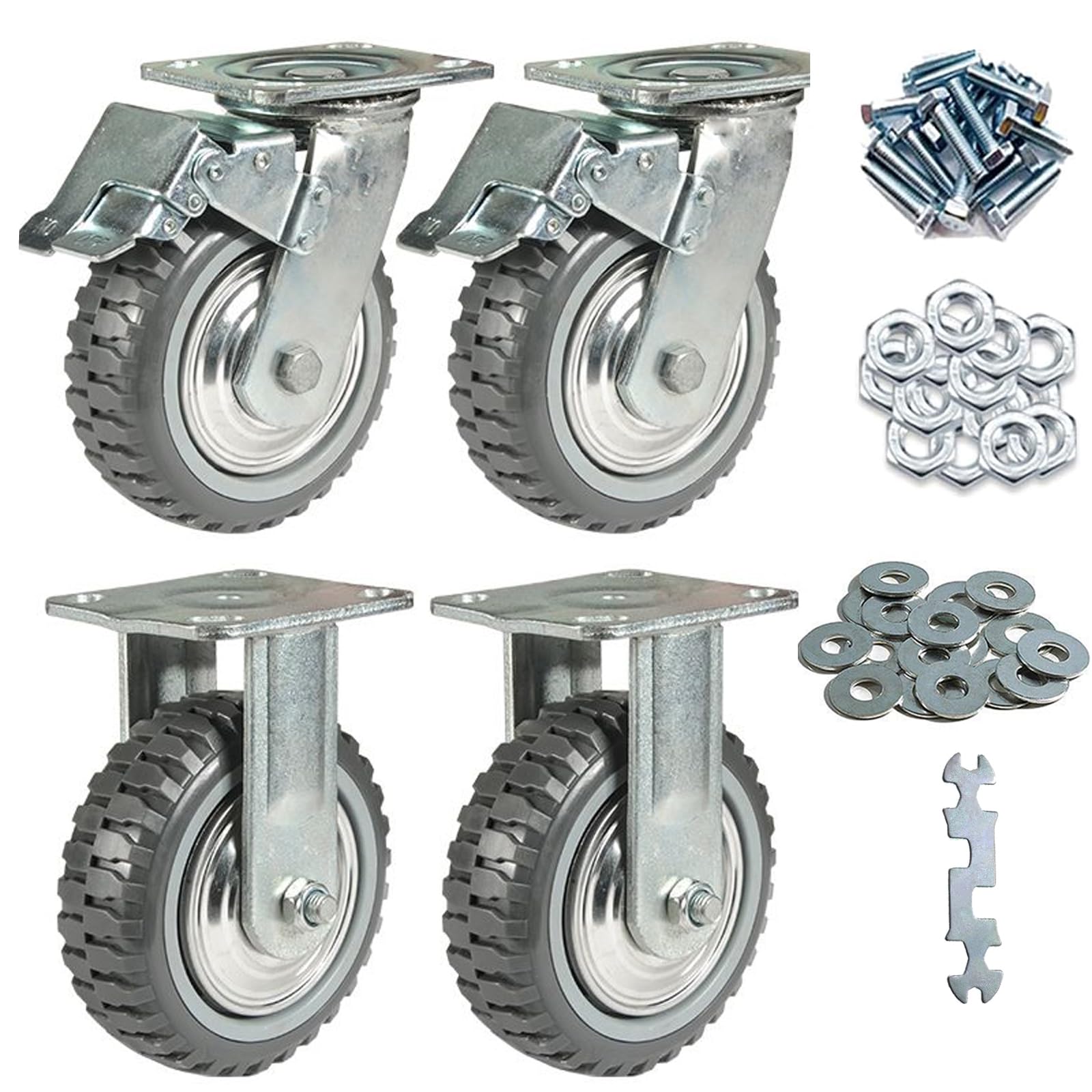 Photo 1 of JMSEYOE Caster Wheels with Brake 2200lbs,Heavy Duty Casters Set of 4 for Cart, Trolleys, Furniture and Workbench (JL-FHL4inch)