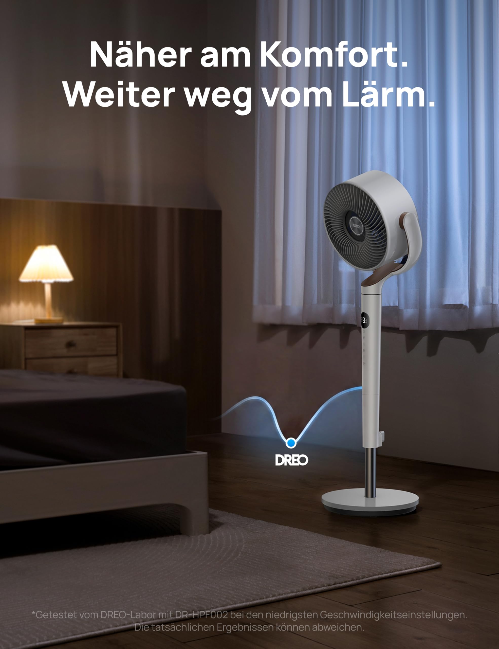 DREO 23dB leiser Standventilator, 120°+120° Omni-direktionale oszillierende Ventilator, 27M Windentfernung, 1615 m³/h Luftvolumen Echt Turbo-Luftzirkulator Fans, 89-102cm Höhe 3 Modi 8-Geschwindigkeit