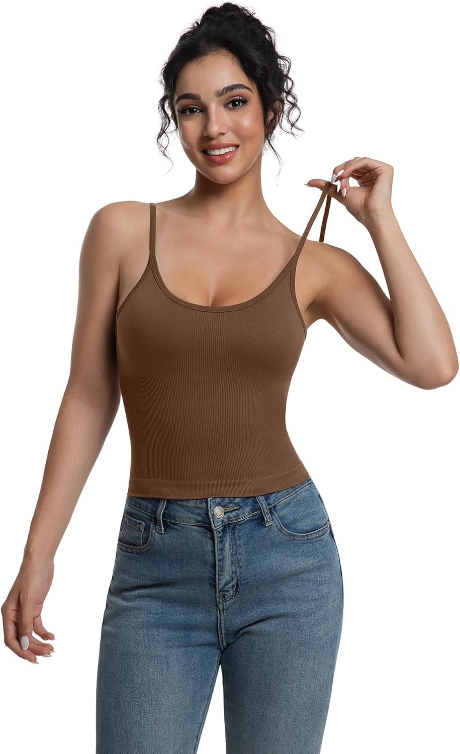 3 Pack Women Basic Scoop Neck Tank Top Summer Going Out Cami Shirt Double Lined Adjustable Camisole Top - Image 5