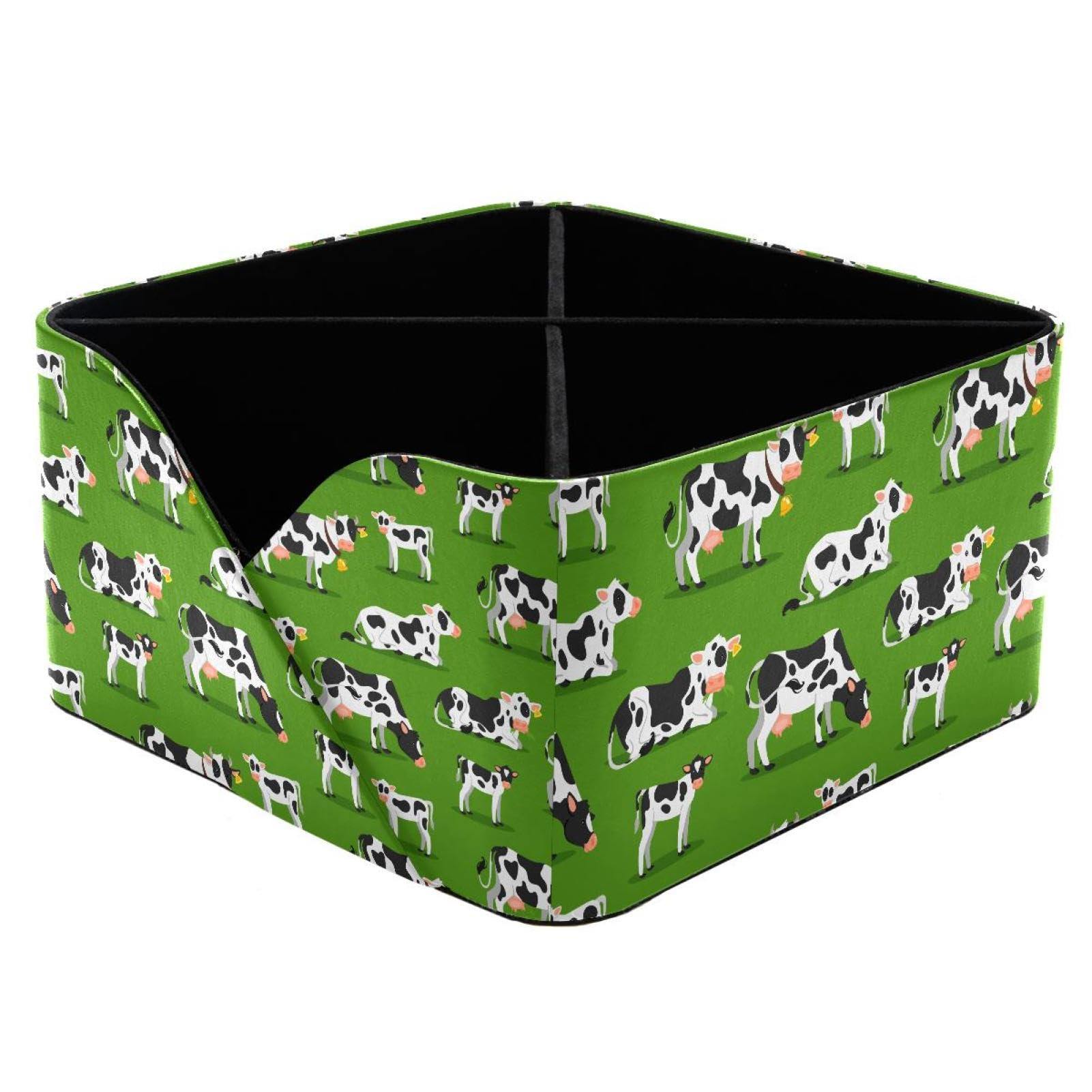 KengjuTesu Cows Animal Calfs Desktop Organizer Pen Holder, Rectangular Pencil Cup for Office, Study and Makeup Stations