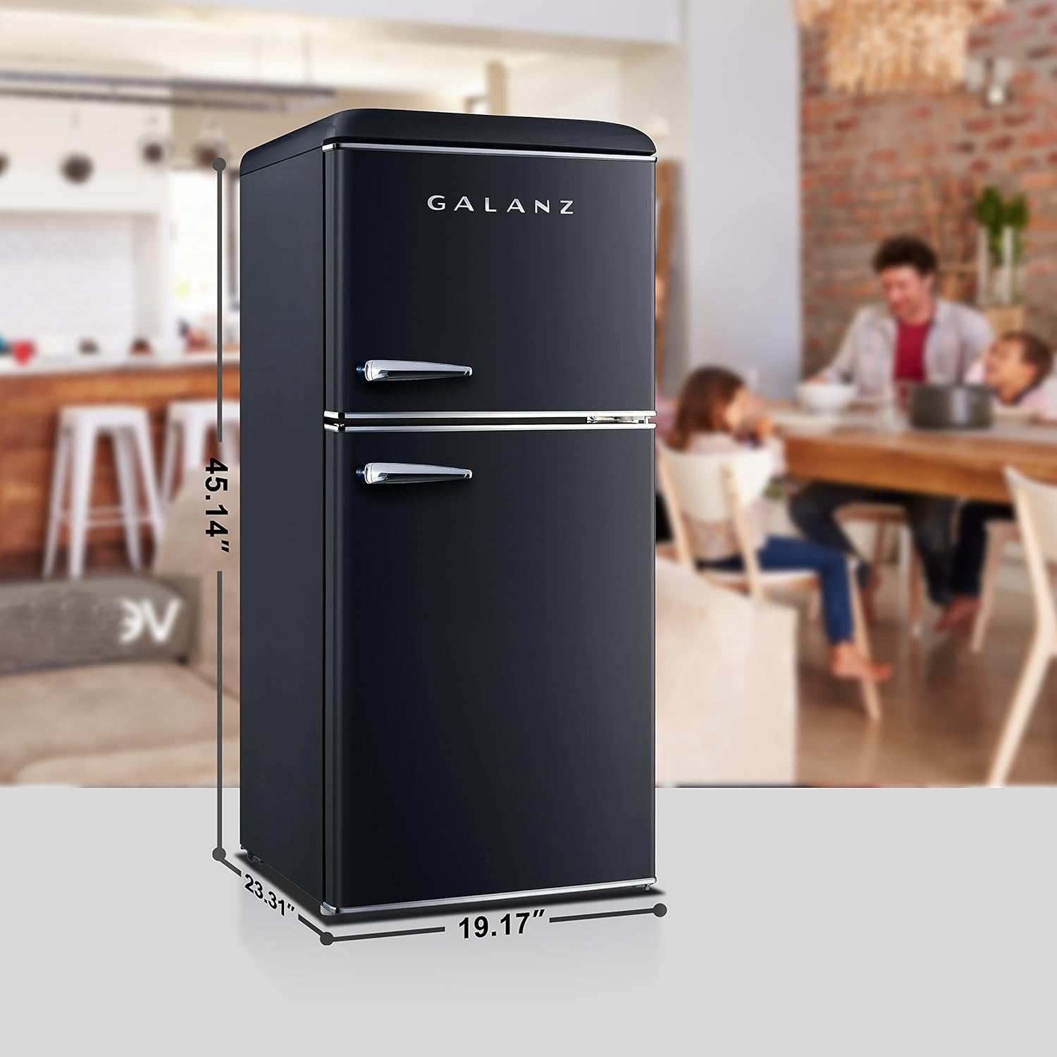 Galanz GLR40TBKER Retro Compact Refrigerator, Mini Fridge with Dual Doors, Adjustable Mechanical Thermostat with Freezer, 4.0 Cu Ft, Black Black 4.0 Cu Ft image 6 of 8 B07R121JYP