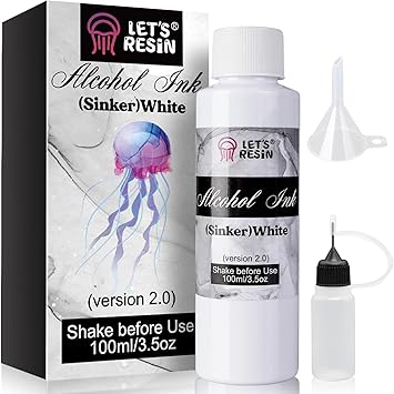 LETS RESIN White Alcohol Ink for Epoxy Resin, Upgraded Sinker White Alcohol Ink 3.5oz/100ml, Alcohol-Based Ink, Resins Pigment for Resin Petri, Tumblers, Painting, Art