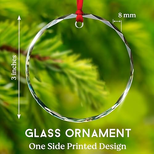 Miniatura 6 de Adorno de cristal de Navidad con nombre de foto personalizado, adorno de Navidad para amantes del béisbol 2025, texto personalizado, adornos de