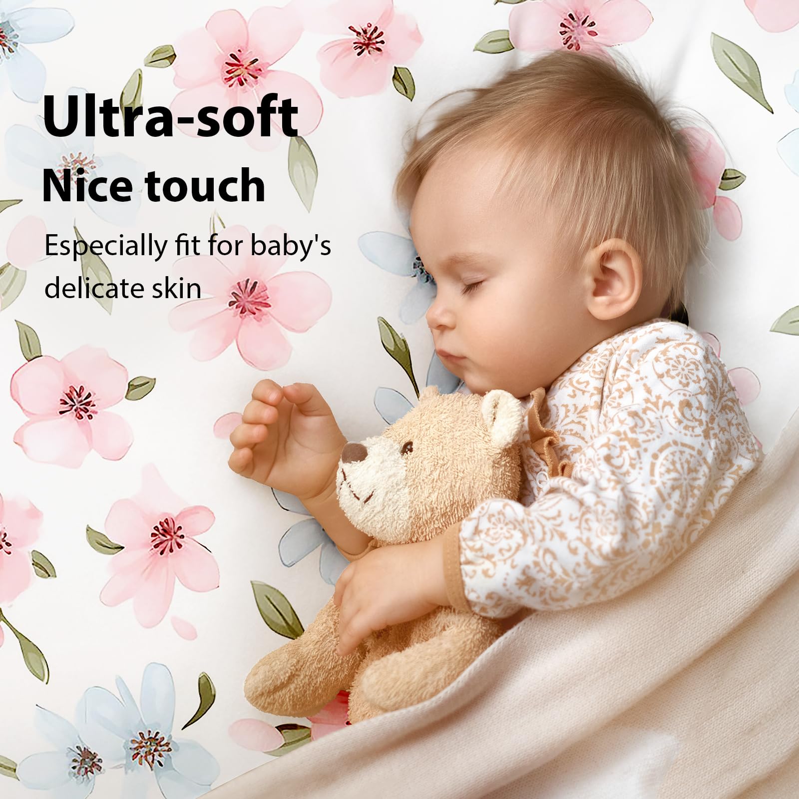 FIEMOL Next to Me Crib Sheets 85x51cm Fitted, 3 Pack Baby Cot Sheets - Image 2
