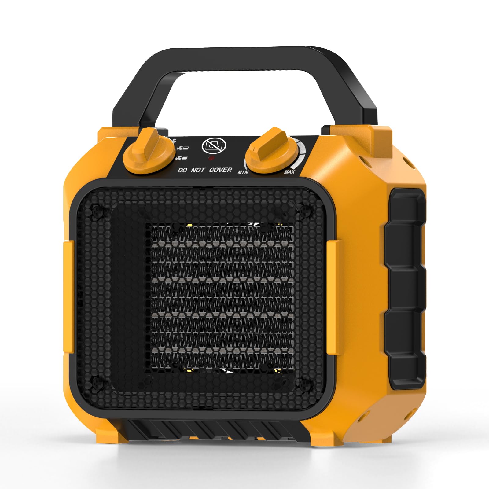 SIAL Portable Desk Electric Heater 1000W Yellow, Ceramic Room Fan Space Heater Adjustable Settings Thermostat Shockproof for Garage Working, Home Sleeping