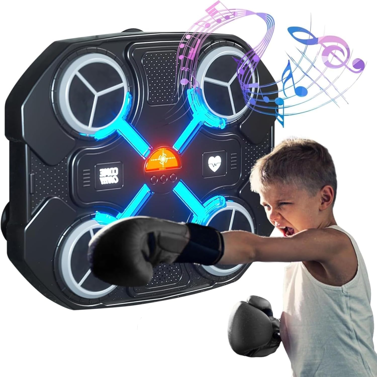 Music Boxing Machine, Bluetooth Music Boxing Machine for Children with Gloves,Wall Mounted Smart Musical Boxings Equipment,Electronic Boxings Target For Exercises,Improve Hand-Eye Coordination(Black)