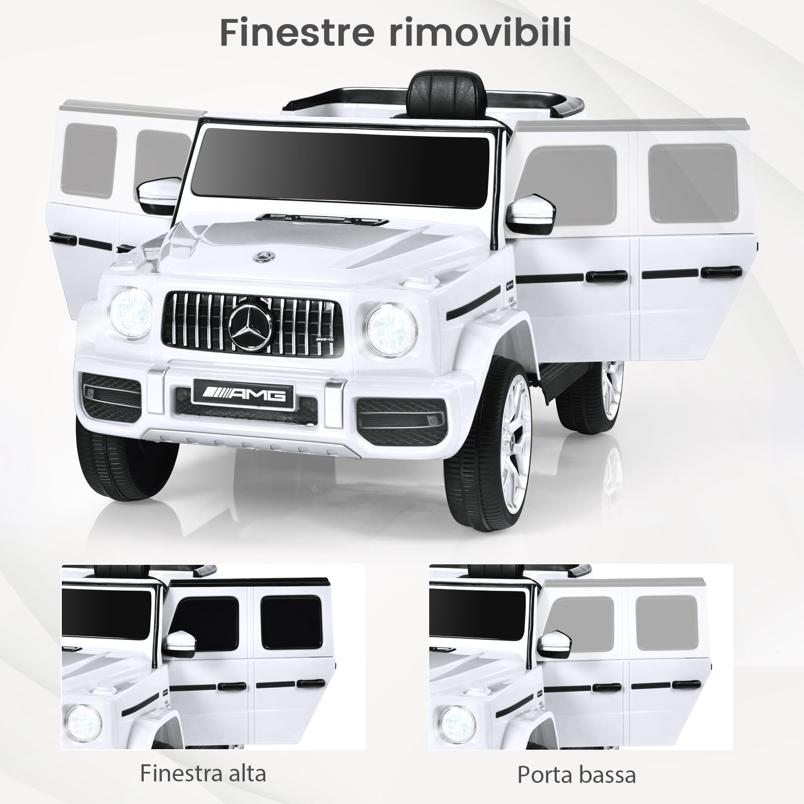 COSTWAY Macchina Elettrica per Bambini 12 V Mercedes Benz, Veicolo Elettrico a 2 Porte con MP3,con Telecomando,Carico 12,5kg, con Clacson,luci a LED e Cintura di Sicurezza, per 3 a 8 Anni (Bianco)