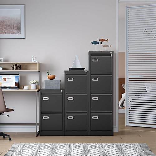 Miniatura 4 de SISESOL Archivador vertical de 3 cajones con cerradura, archivador de acero inoxidable, archivador de metal para organizador de oficina en casa,