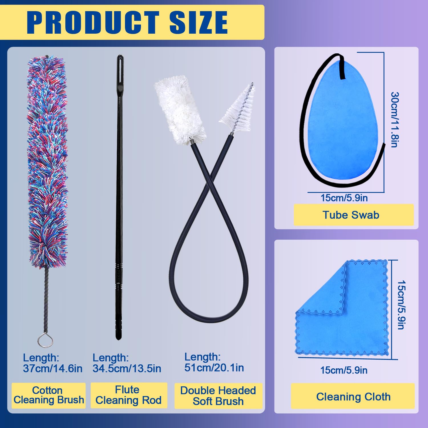 Flute Cleaning kit with 3 Cork Grease, Multifunctional Different Brushes, Sax Cleaning Cloth, Clarinet Swab and Cleaning Rod, Cotton Gloves and More Flute Maintenance Care Set