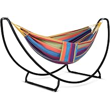 Portable Space Saving Hammock with Stand, Two Person Hammock with Stand Included, Patent Pending, Rainbow