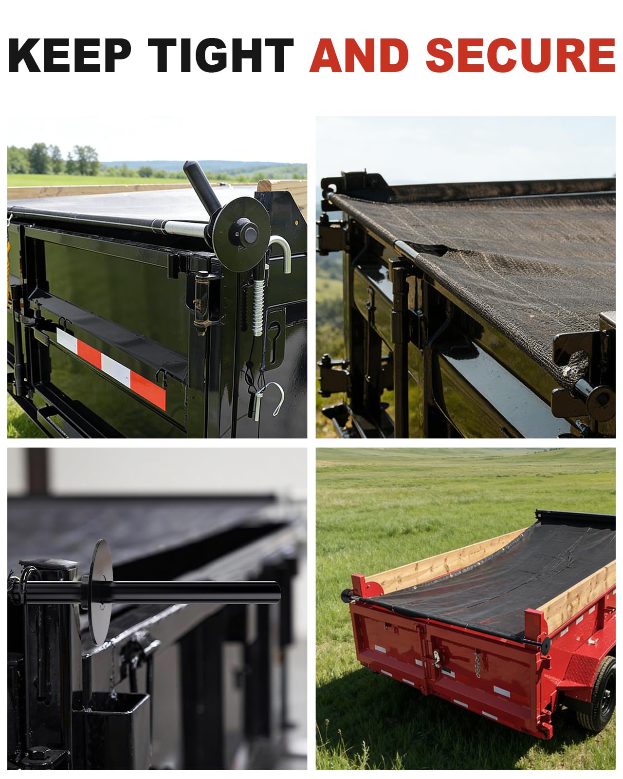 Dump Trailer Tarp Retention Bar, verstellbar 193–279,4 cm | Dreiteiliges Stahldesign, Anti-Sail-Unterstützung, Stellschrauben, Sechskantschlüssel, Schutzbeschichtung