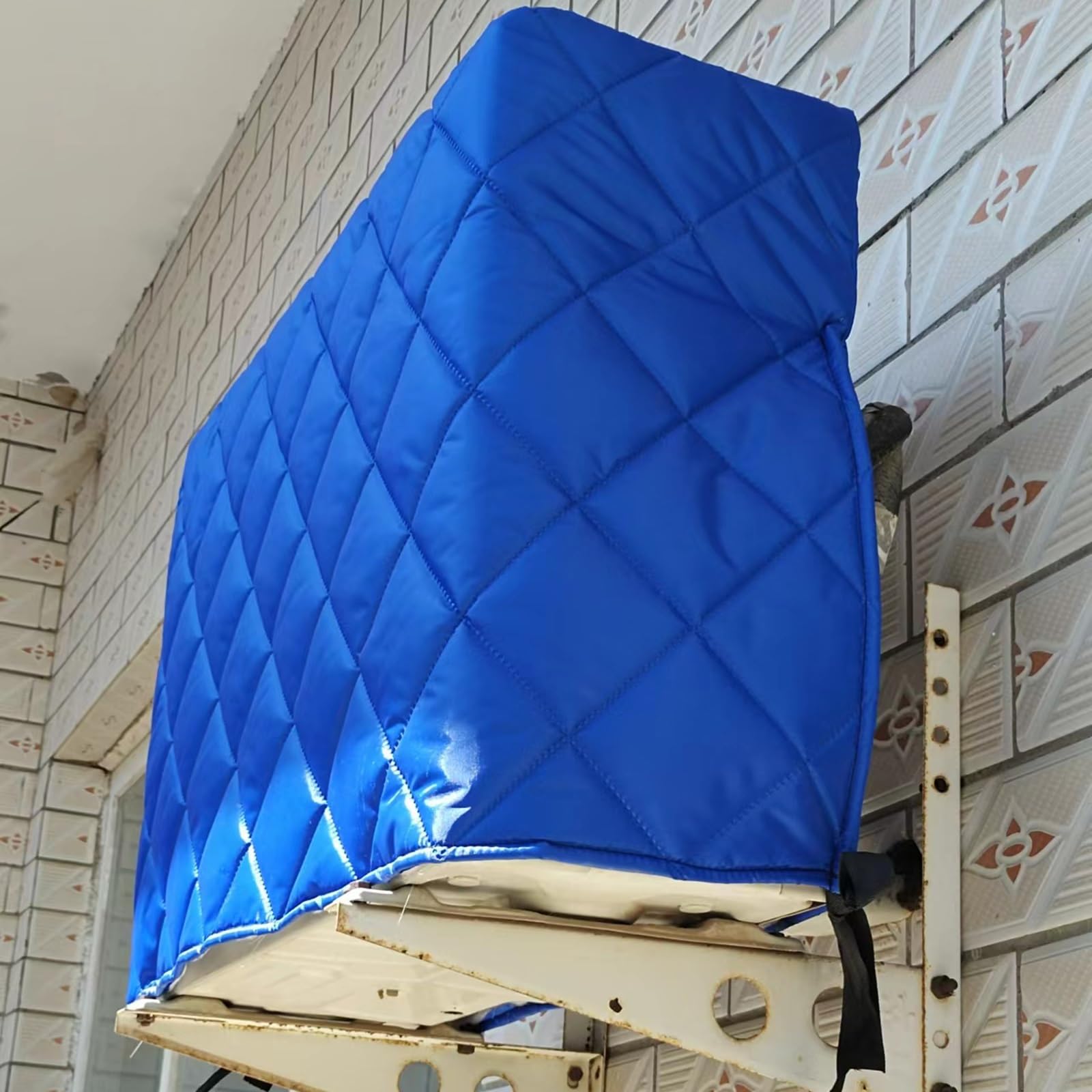 Funda Aire Acondicionado Exterior, Manténgase Caliente Cubre Aire Acondicionado Exterior, Algodón Grueso, Impermeables, Ignífugas, Lavables y Fáciles de Instalar(Blue,33x13x24in/85x32x60cm)