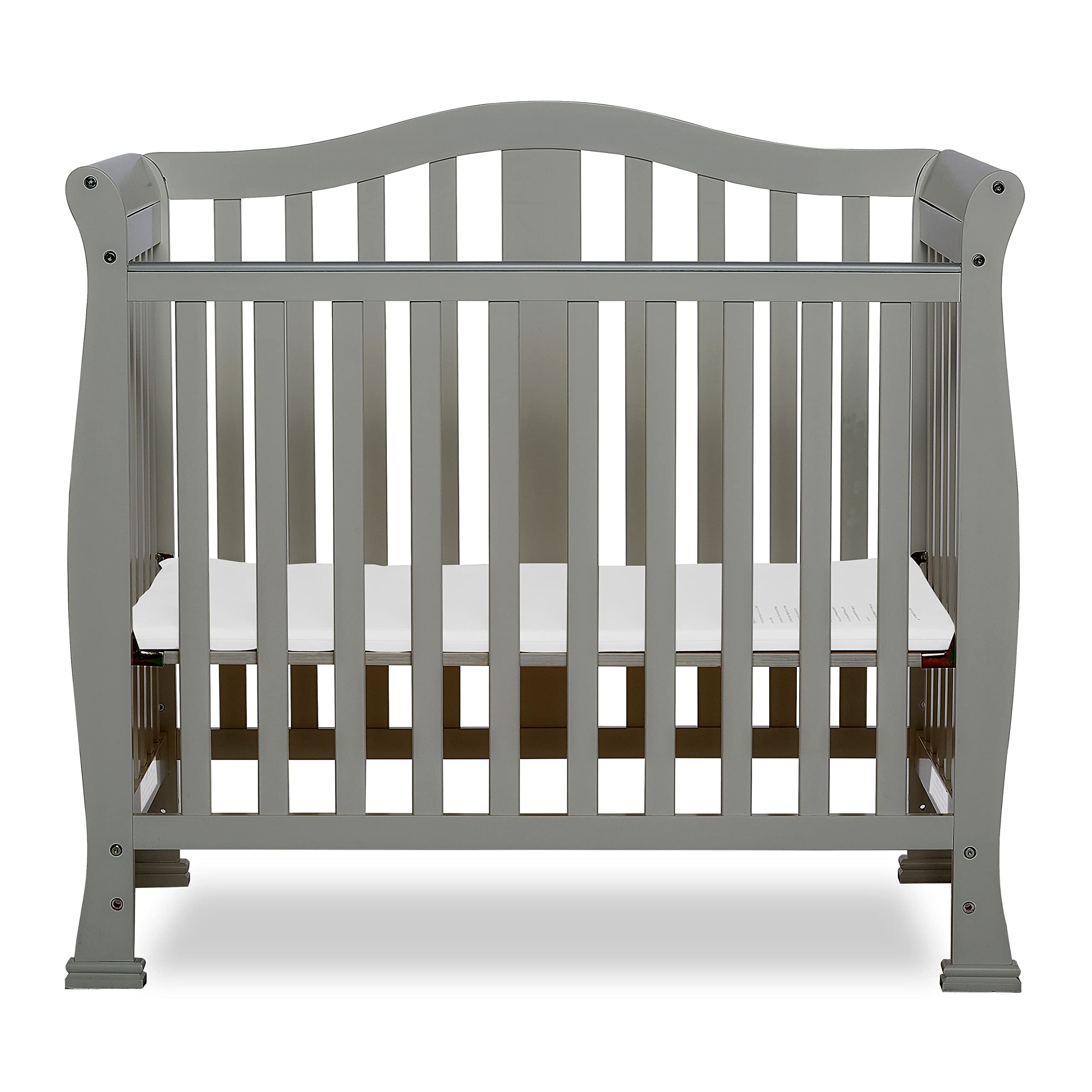 Dream On Me Addison 4-in-1 Convertible Mini Crib in Cool Grey, Greenguard Gold Certified, Non-Toxic Finishes, Built of New Zealand Pinewood, Comes with 1â€_x009d_ Mattress Pad
