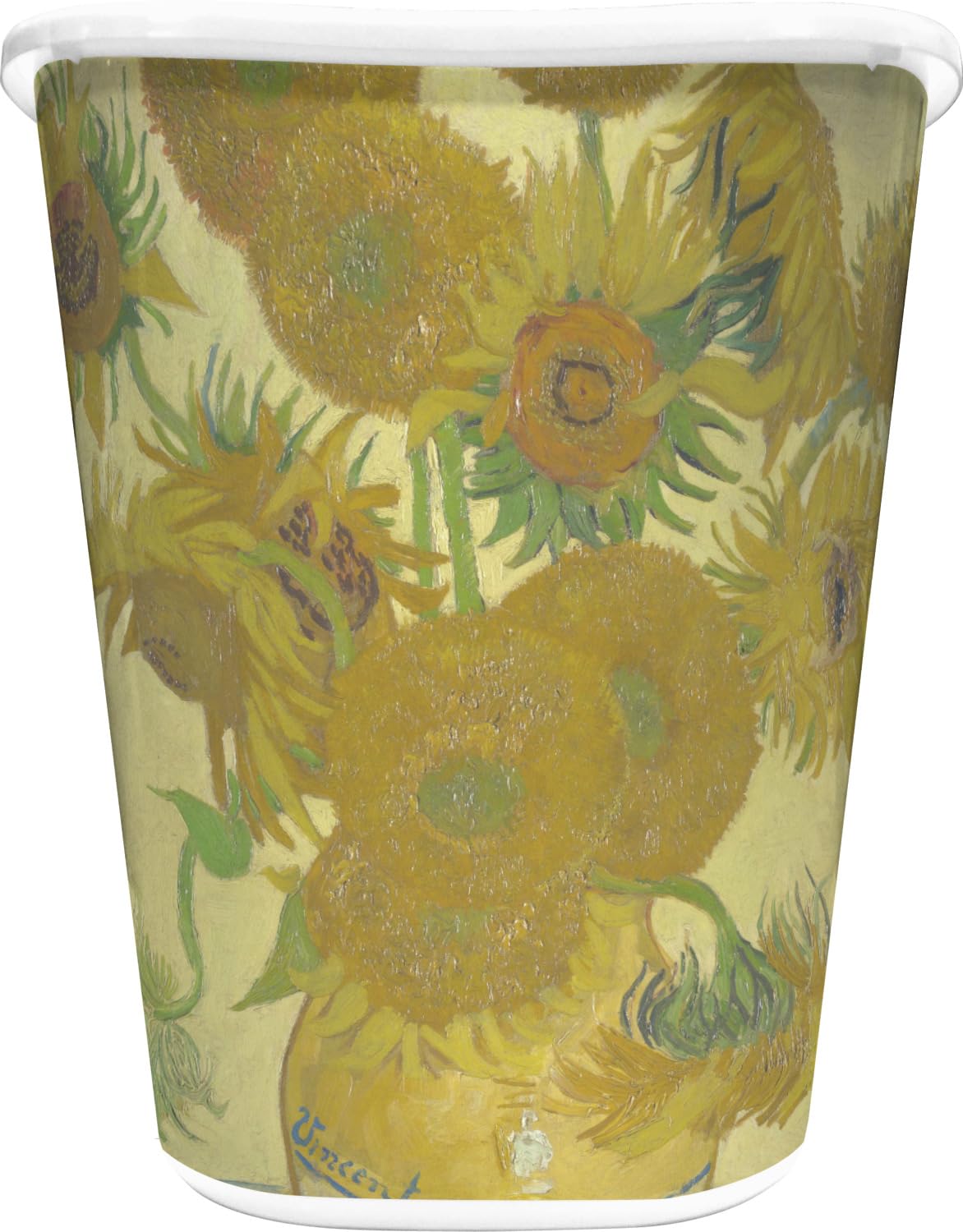 YouCustomizeIt Sunflowers (Van Gogh 1888) Waste Basket - Double Sided (White)