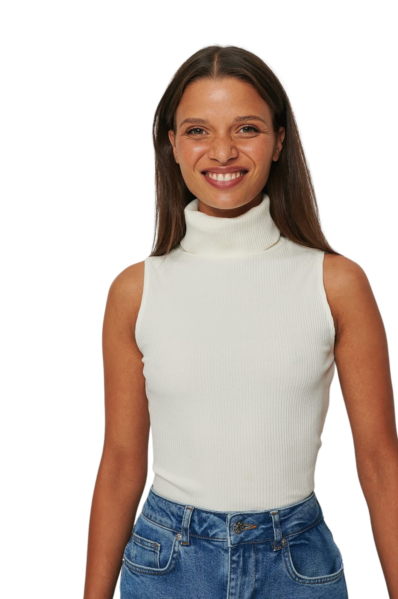 Redamancii Women High Neck Sleeveless Cotton Ribbed Top-picture-20