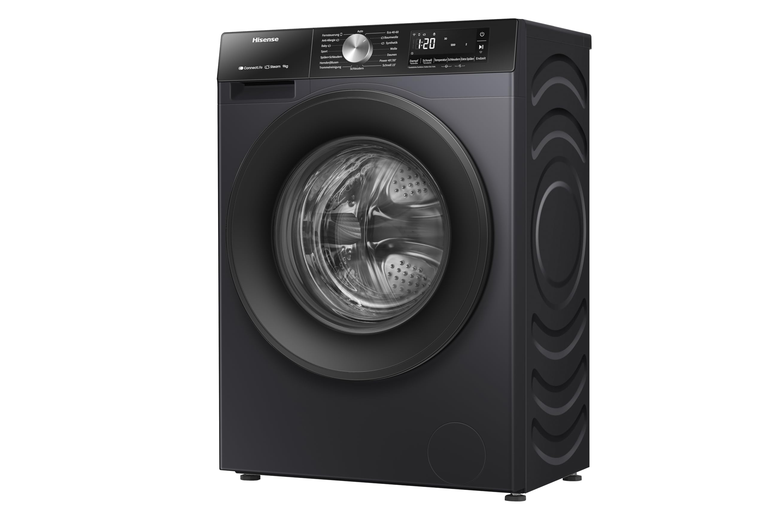 Hisense WF3S9043BB3, pralka, 9 kg, klasa A-30%/D, 1400 obr./min, szerokość 60 cm, 14 programów, czarny