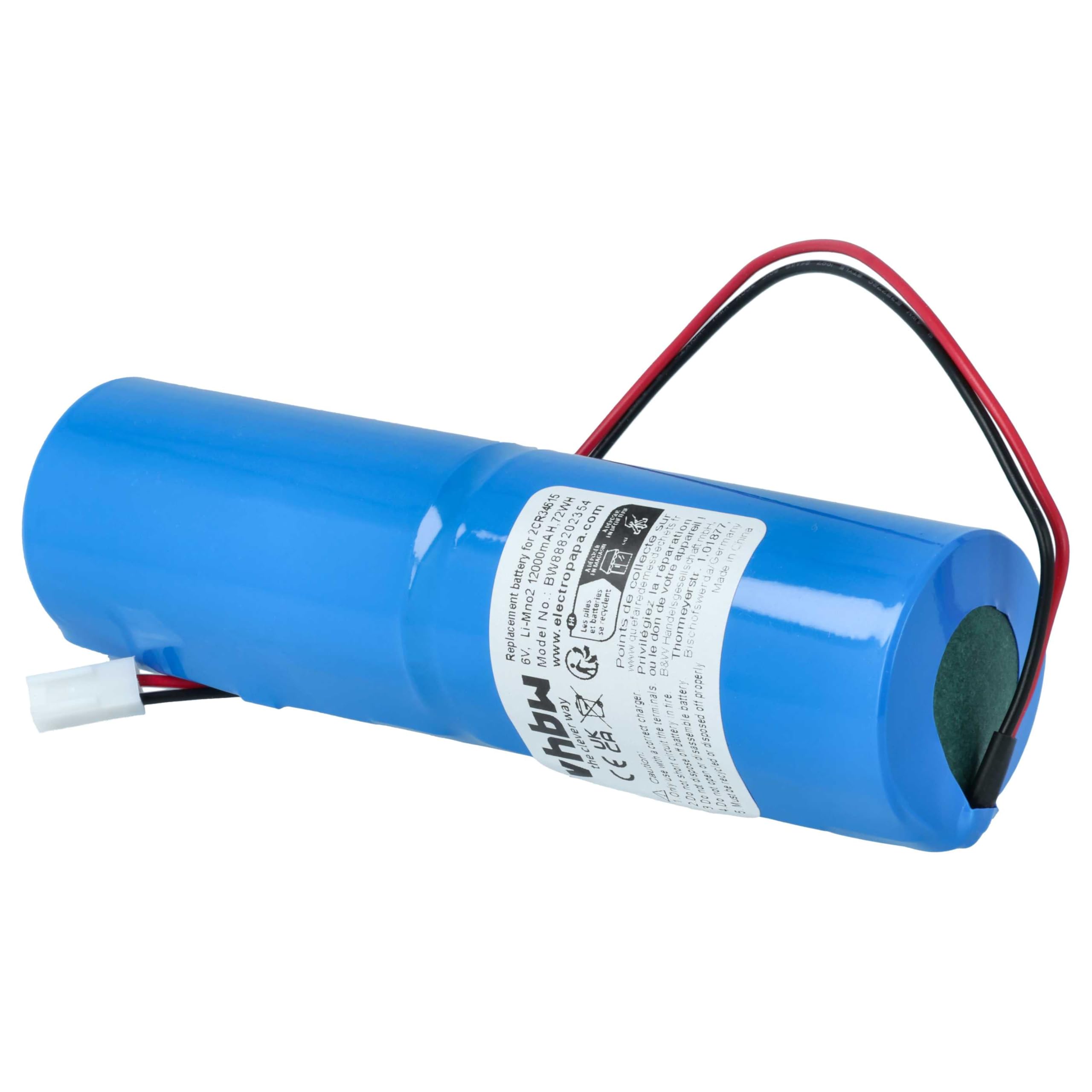 vhbw 2X Batterie kompatibel mit Jablotron JA-180A | JA-80A Alarmanlage, Alarmsystem (12000 mAh, 6 V, Li-MnO2)