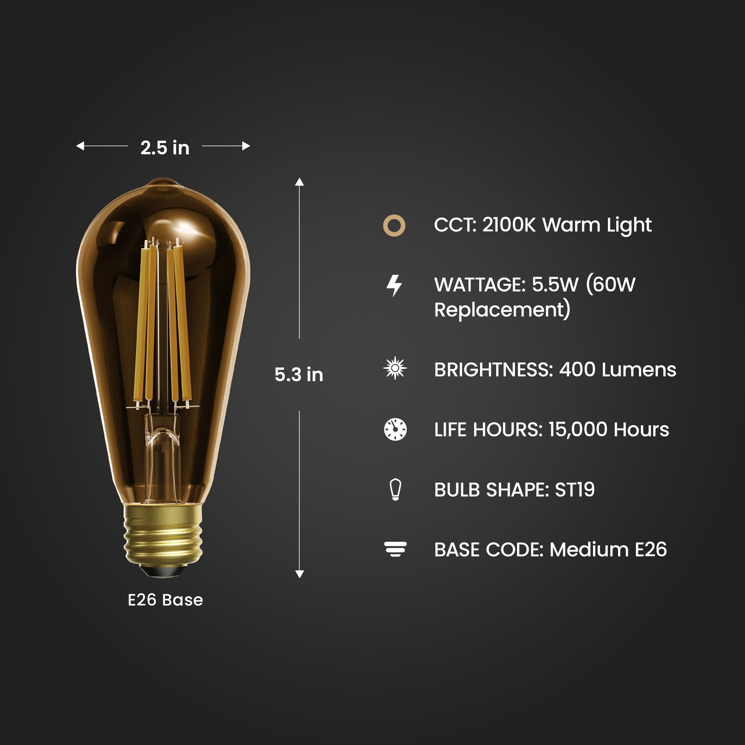 Feit Electric Vintage Exposed Straight Filament Amber Clear Glass