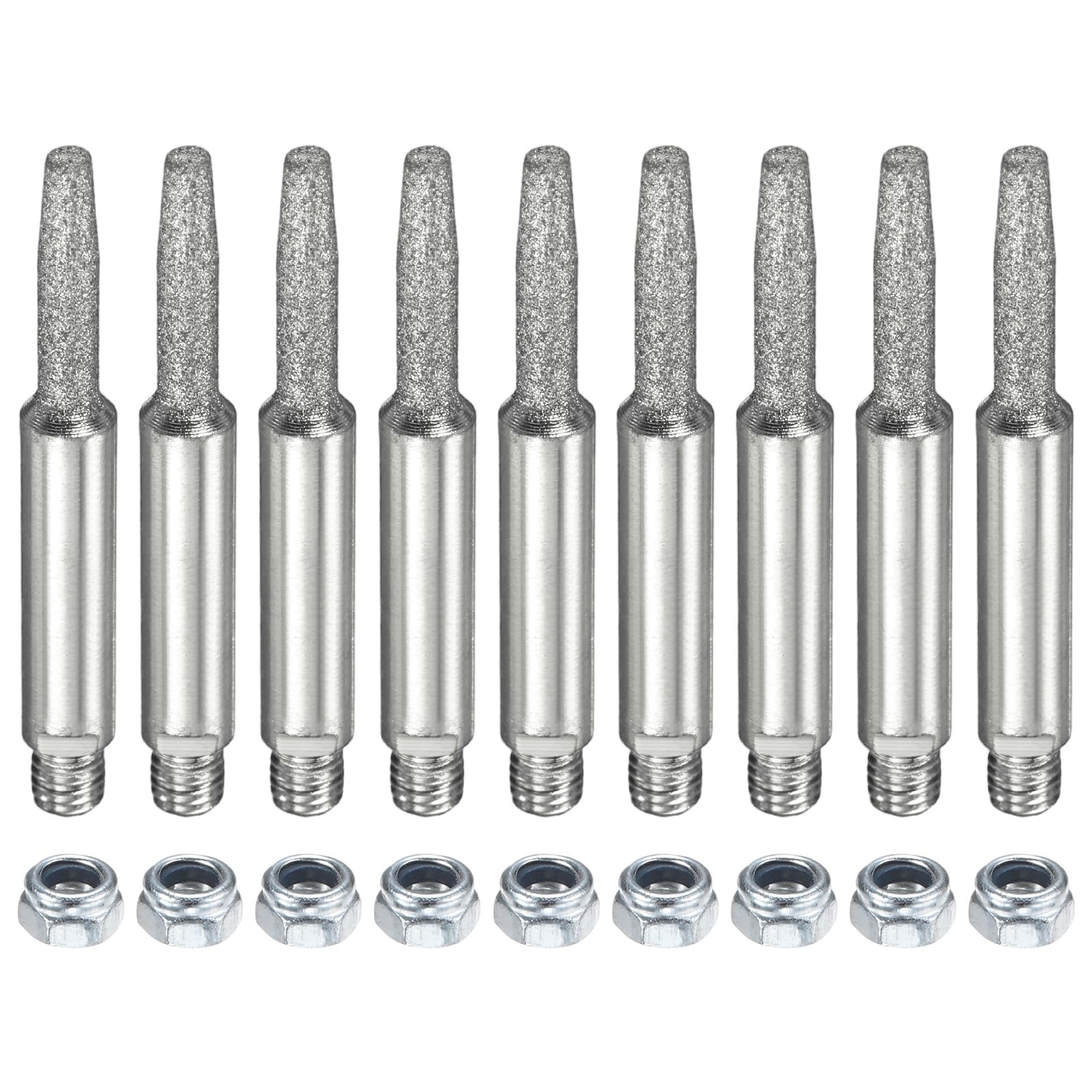 TIXIPEM Silicon Carbide Plated Diamond Chainsaw Sharpener with Nuts [9set]-Grinding Stone File Chainsaw Sharpening for Electric Chain Saw Sharpener&Stone Carvings-[Silver- 5/32 Inch]