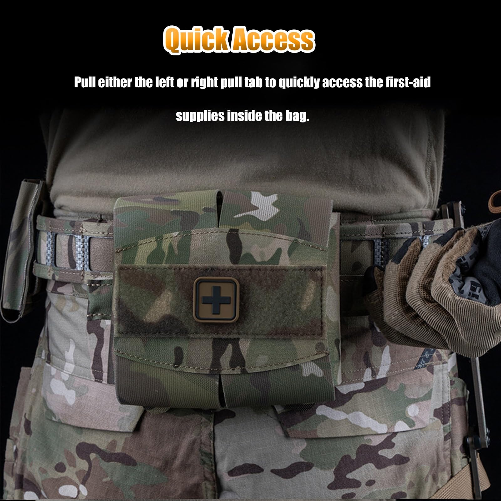 Trousse de Premiers Secours Grand Format, Kit Médical EDC, Pochette Tactique IFAK, pour Ceinture Molle, Sac Banane Équipement pour Airsoft Chasse et Randonnée.