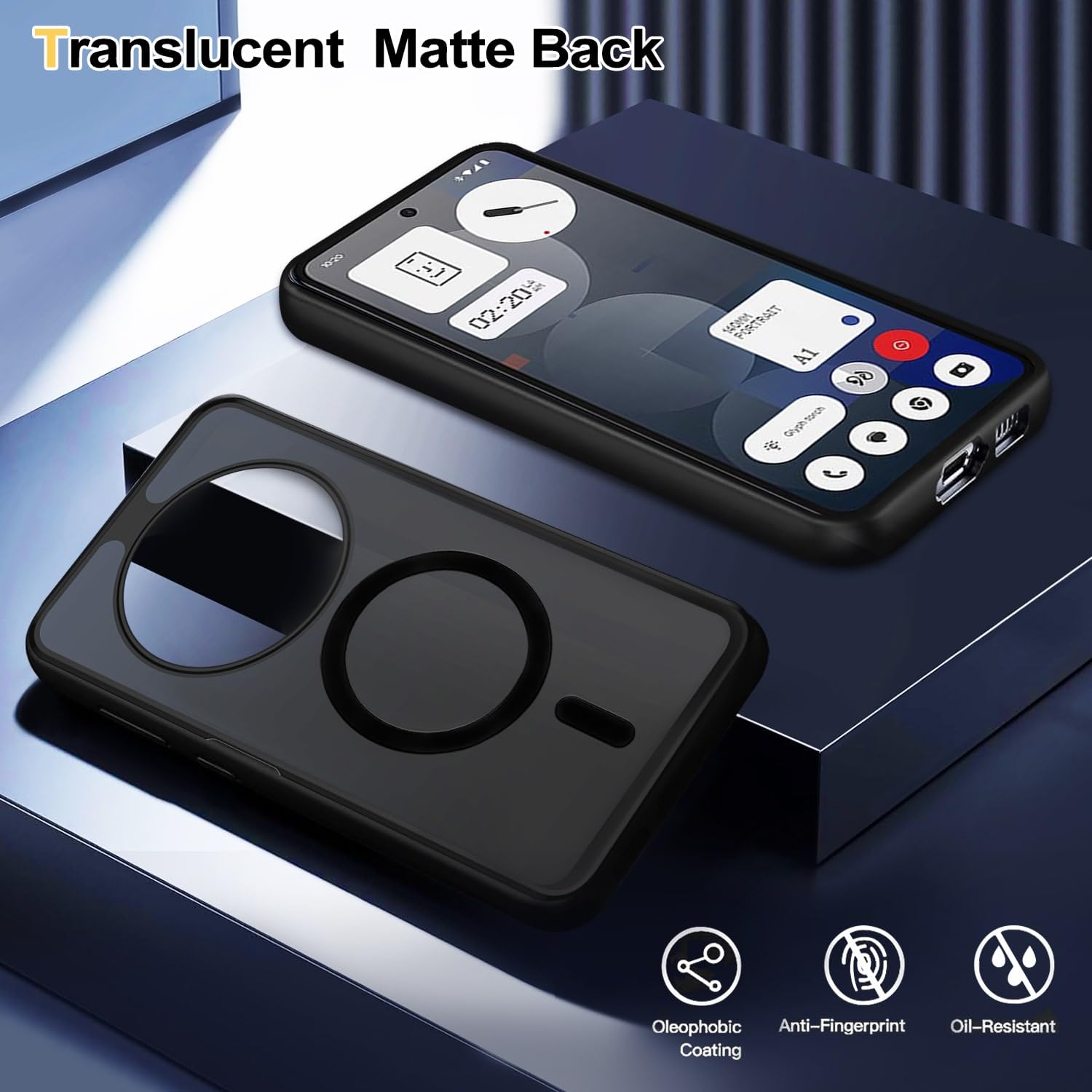 DOMAVER Custodia Magnetica Antiurdo Per Nothing Phone 3a Pro – Sottile, Opaca, Anti-ingiallimento, Con Magneti Per Ricarica Wireless, Nero - 2