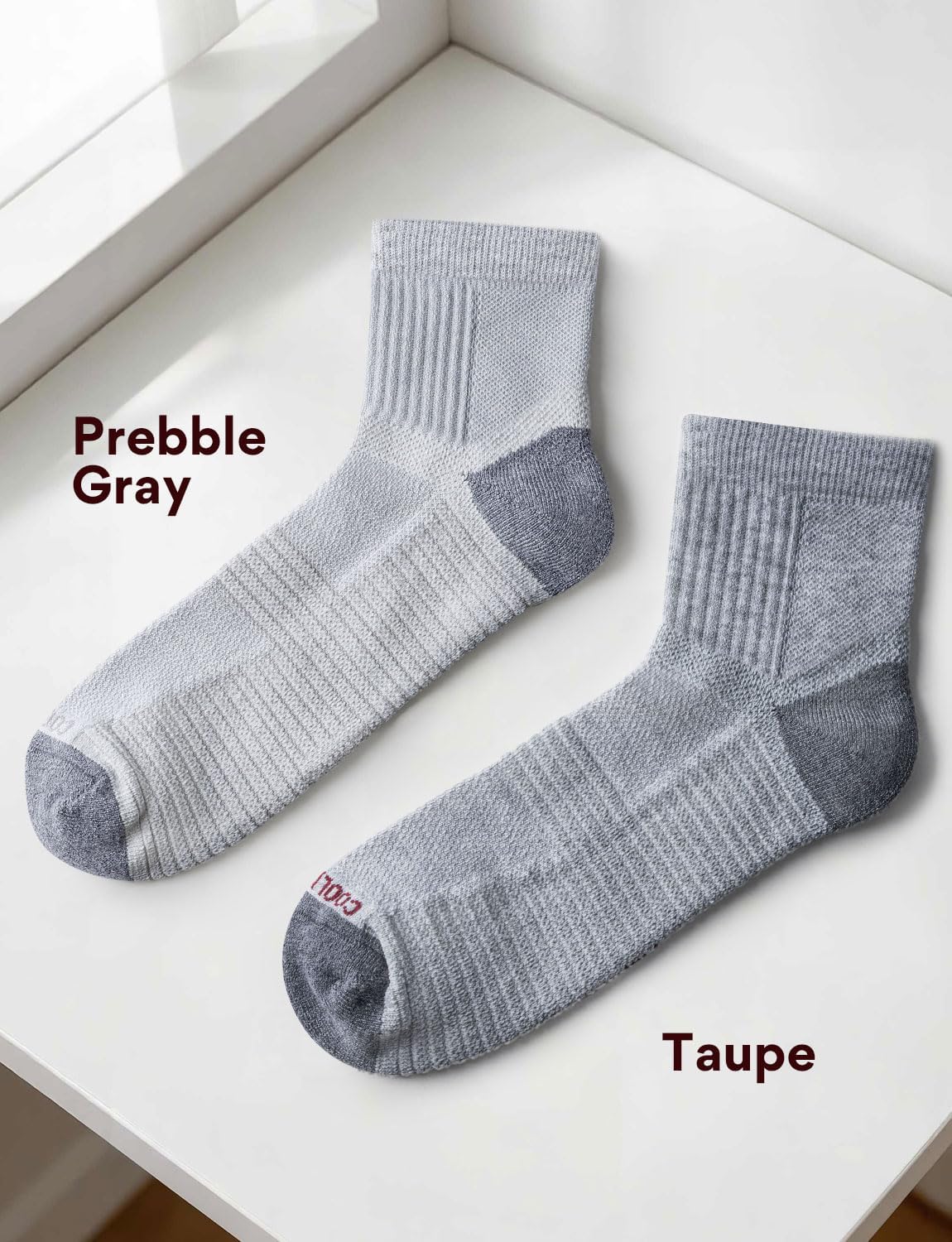 Juclise Women's Lightweight Quarter Merino Wool Hiking Socks 2 Pair, Thin Breathable Anti-Blister Moisture Wicking