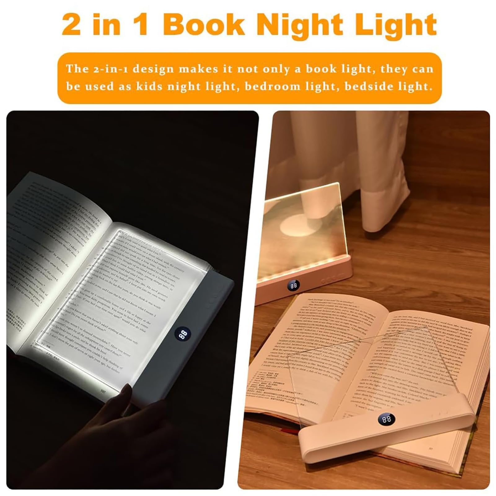 Lampe De Lecture, éCran Plat Intelligent Led Lampe Lecture,Lumiere Livre Multifonctionnel,Chargement Usb Avec Fonction Minuterie,Lampe De Lecture Pour Lire Au Lit Veilleuse,Pour Lecture Et éClaira