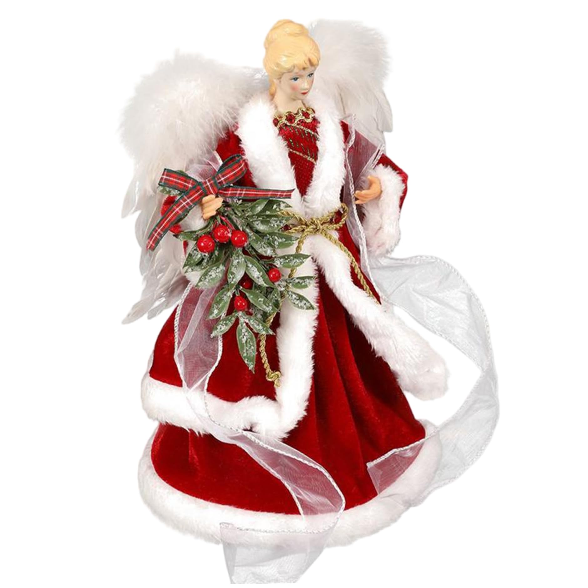 Figuras de ángel de Navidad Rojas de pie de 12, 6 Pulgadas para decoración navideña del hogar, Adornos de Adorno de Invierno