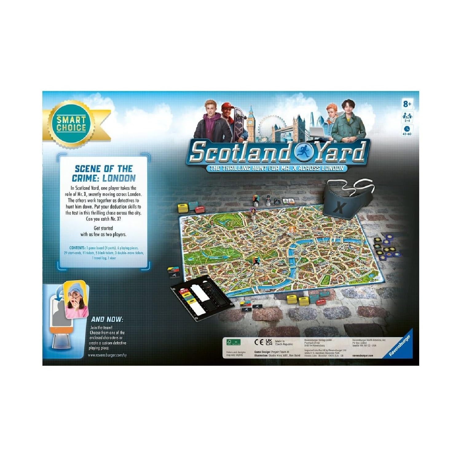 Ravensburger Scotland Yard Game – ekscytujące polowanie na Mr. X w Londynie [Smart Choice] rodzinne gry planszowe dla dorosłych i dzieci od 8 lat – od 2 do 4 graczy