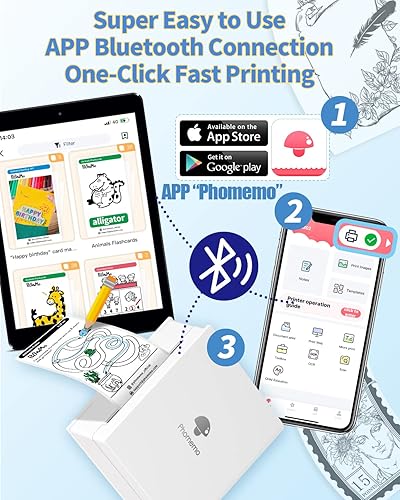 Miniatura 4 de M02 - Máquina impresora de calcomanías  Mini impresora fotográfica de 2 pulgadas con 3 rollos de papel adhesivo rosa, azul, lavanda  Mini impresora