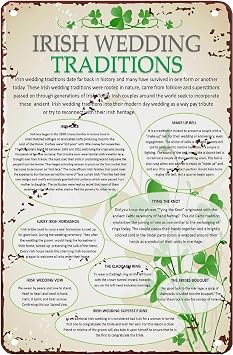CosrKee Irish Bar Sign Irish Wedding Traditions Shamrock Metal Wall Art Metal Sign Vintage Home Decor Rustic Aluminum Tin Signs Wall Art Metal Poster For Garage Bar 8x12 Inch